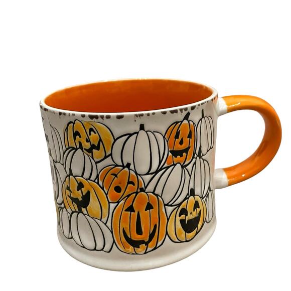 Eli + Ana PUMPKIN PATCH Ceramic Mug Orange & White "CHIPPER HALLOWEEN" New - Picture 2 of 12